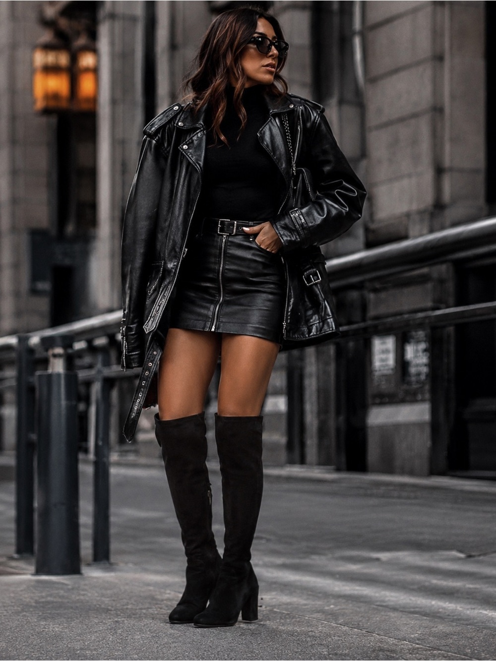 KENNETH COLE Women's Black Nubuck Leather Over The Knee Chunky Heel Boots 9